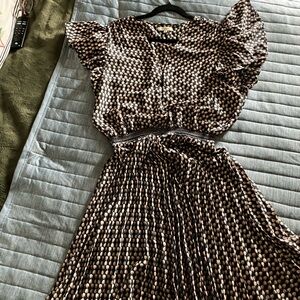 Max Studio Navy and Pink Patterned Dress